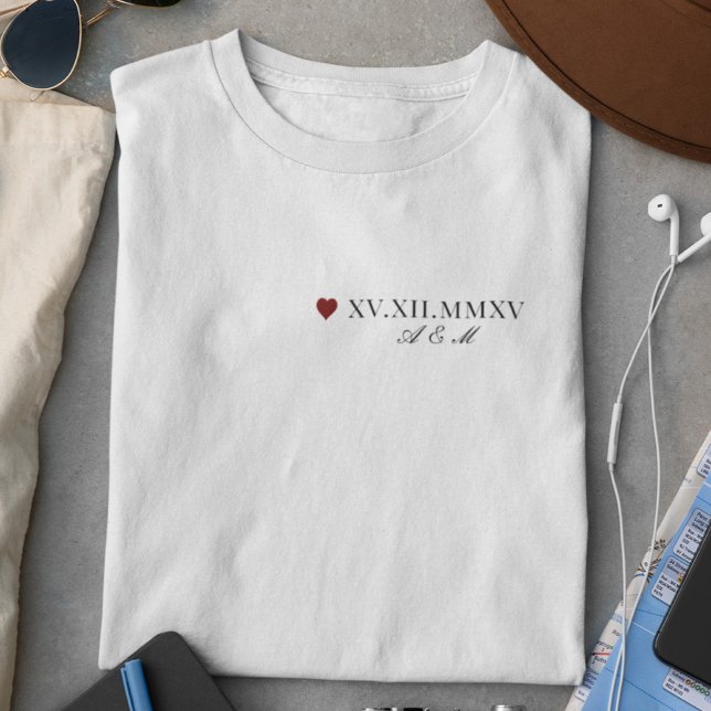 Custom Roman Numeral Date Anniversary T-Shirt (Creator Uploaded)