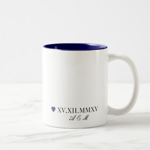 Custom Roman Numeral Date Anniversary Two-Tone Coffee Mug