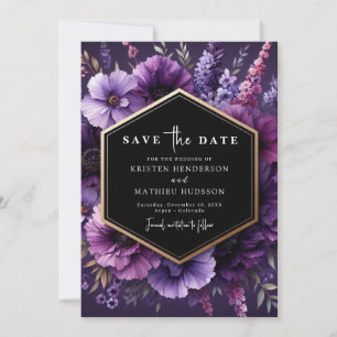 Custom Romance Purple Floral Wedding Save The Date