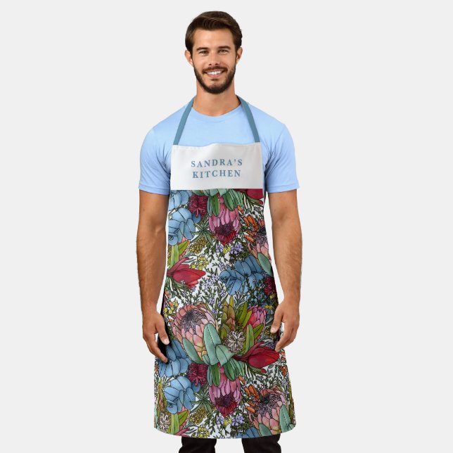 Custom Romantic Australian Summer Flowers Apron (Worn)