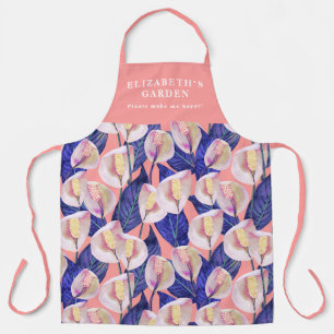 Custom Romantic Peace Lily Pattern Apron