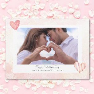 Custom Romantic Pink Valentine's Photo Card