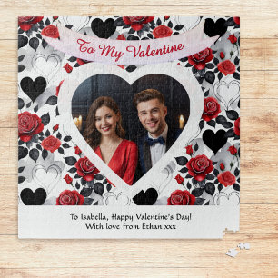 Custom Romantic Roses and Hearts Valentine's Day Holiday Card