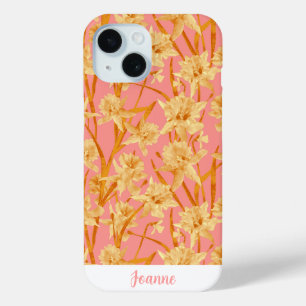 Custom Romantic Watercolor Daffodil Pattern  iPhone 15 Case