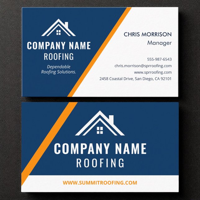 Custom Roofing Contractor House Repair Company Business Card (Creator Uploaded)