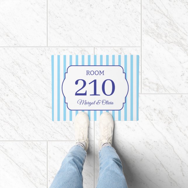 Custom Room Number Name Striped Personalised Doormat (Indoor)
