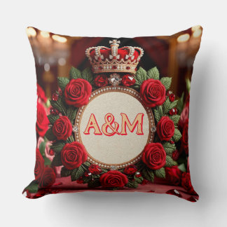 👑 Custom Rose Crown Monogram Name Gift for Her 🌹 Cushion