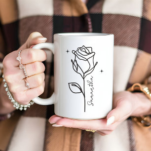 Custom Rose Floral Mug, Gift for Mum & Women Coffee Mug
