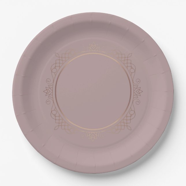 Custom Rose Gold Blank Template Add Your Text Paper Plate (Front)