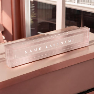 Custom Rose Gold Blush Pink Foil Modern Nameplate