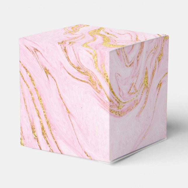 Custom Rose Gold Blush Pink Marble White Gift Favour Box (Back Side)