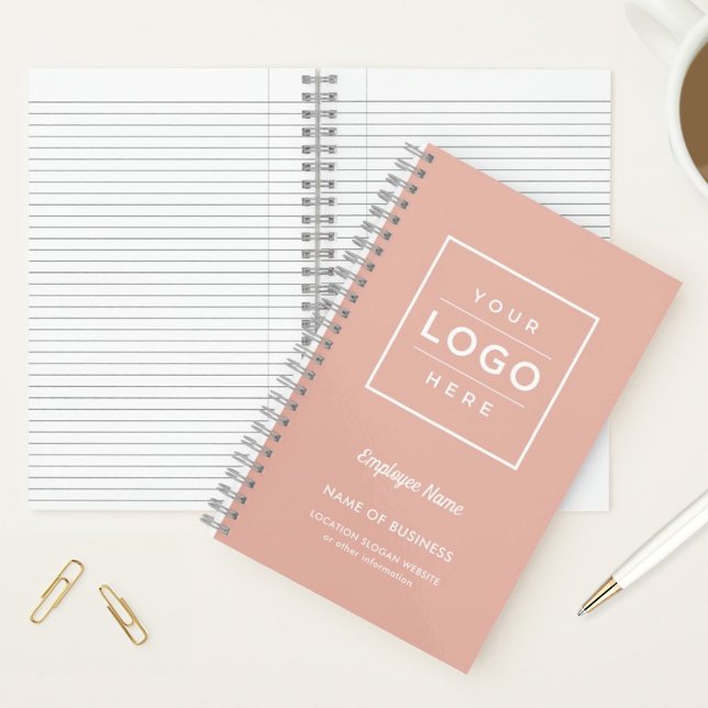 Custom Rose Gold Business Logo and Employee Name Notebook (Creator Uploaded)