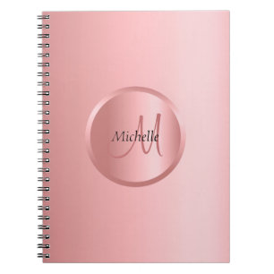 Custom Rose Gold Elegant Monogram Modern Notebook