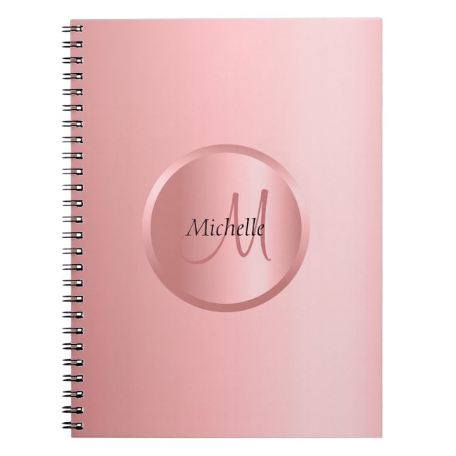 Custom Rose Gold Elegant Monogram Modern Notebook (Front)