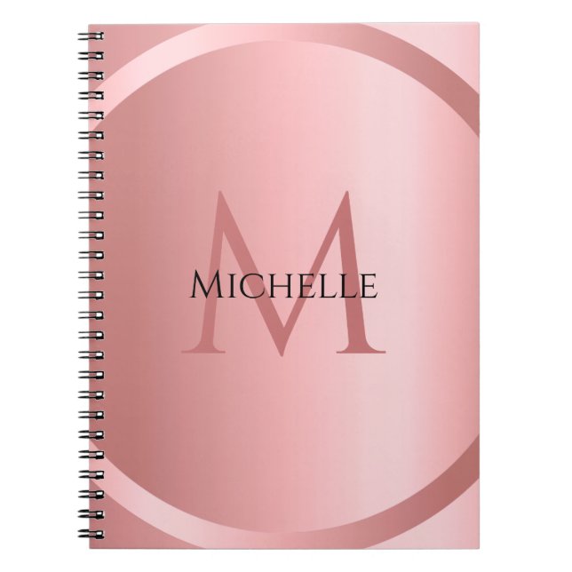 Custom Rose Gold Elegant Monogram Modern Notebook (Front)