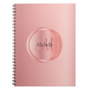 Custom Rose Gold Elegant Template Monogram Notebook