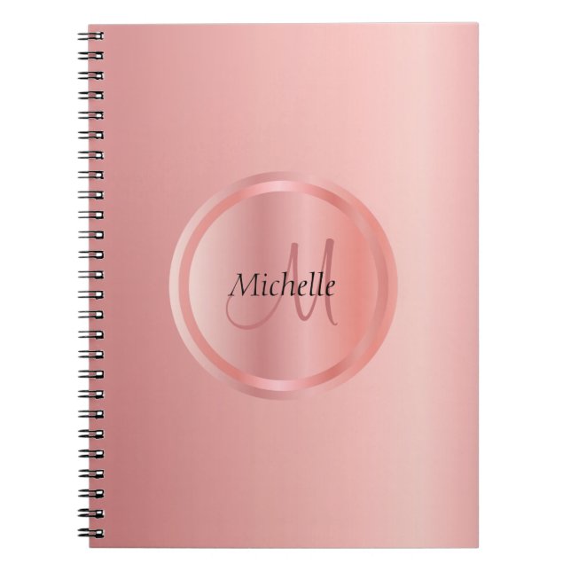 Custom Rose Gold Elegant Template Monogram Notebook (Front)
