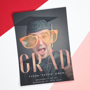 Custom Rose Gold Foil Nick Name GRAD Photo Announcement