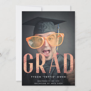 Custom Rose Gold Foil Nick Name GRAD Photo Announcement