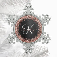 Custom Rose Gold Glitter Black Sparkle Monogram