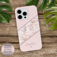 Custom Rose Gold Glitter Blush Pink Marble Pattern