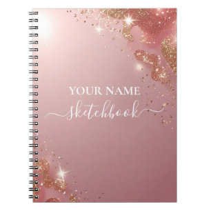 Custom Rose Gold Glitter Notebook – Elegant Sparkl