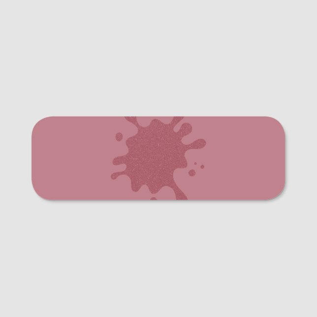 Custom Rose Gold Glitter Splash Classic Name Tag (Front)