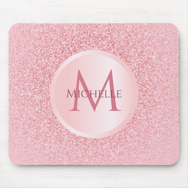Custom Rose Gold Glitter Template Stylish Trendy Mouse Pad (Front)