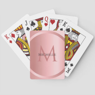 Custom Rose Gold Monogram Elegant Template Playing Cards