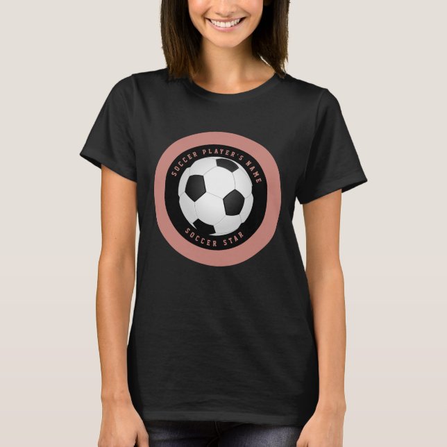 Custom Rose Gold Pink Girls Soccer Ball Football  T-Shirt (Front)