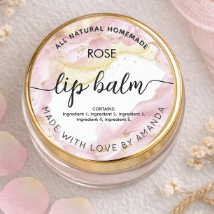 Custom Rose gold pink lip balm labels