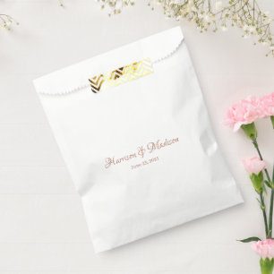 Custom rose gold Script Couple Name Date Wedding Favour Bag