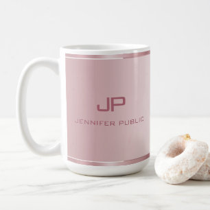 Custom Rose Gold Template Monogram Elegant Trendy Coffee Mug