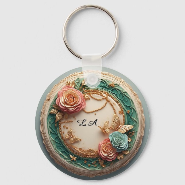 🌹 Custom Rose Name Gift For Personalised Accessor Key Ring (Front)