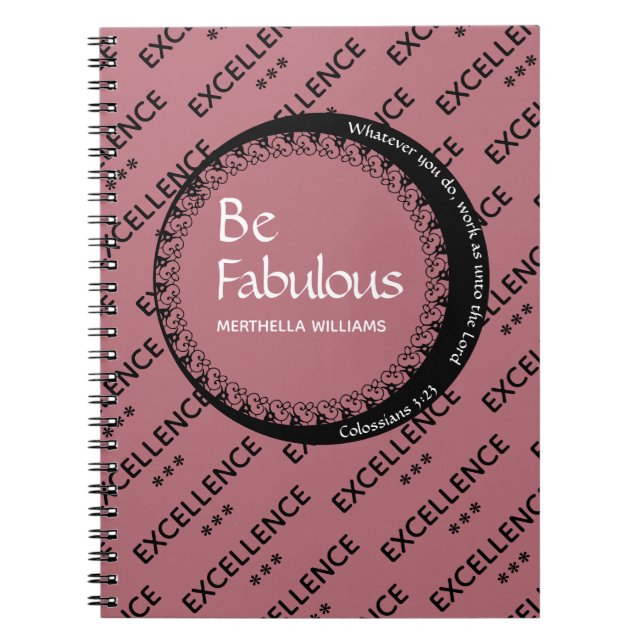 Custom Rose Pink FABULOUS Motivational Notebook (Front)