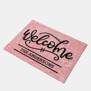 Custom Rose Pink Welcome Doormat