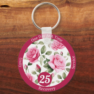 Custom Rose Recovery Milestone Gift for Her Key Ring
