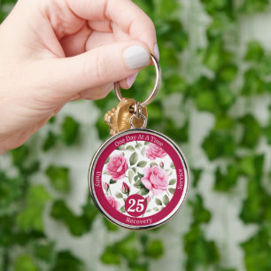Custom Rose Recovery Milestone Gift for Her Key Ring