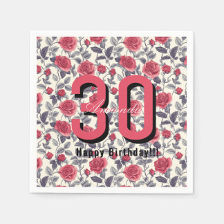 Custom Rose Themed First Birthday Napkin