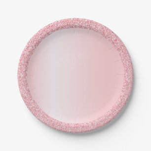 Custom Rosegold Glitter Blank Trendy Template Paper Plate