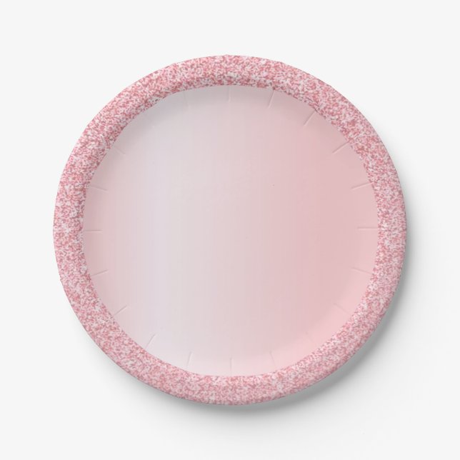 Custom Rosegold Glitter Blank Trendy Template Paper Plate (Front)