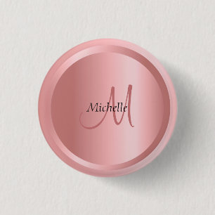 Custom Rosegold Mono gram Elegant Template 3 Cm Round Badge