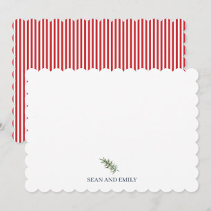 Custom Rosemary Spring Holiday Stripe Stationary Thank You Card