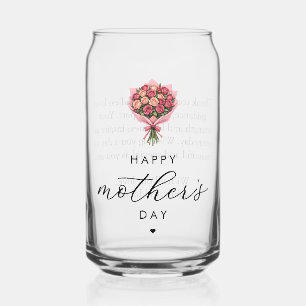 Custom Roses Bouquet Happy Mother's Day Elegant Can Glass