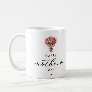 Custom Roses Bouquet Happy Mother's Day Elegant Coffee Mug