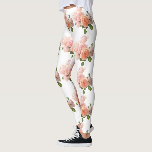 Custom Roses Modern Elegant Trendy Template Leggings (Left)