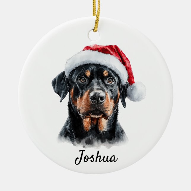 Custom Rottweiler Dog  Ceramic Ornament (Front)
