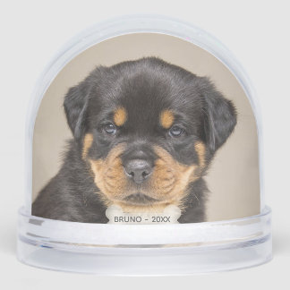 Custom Rottweiler Puppy Dog Photo Snowglobe