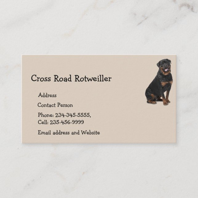Custom Rotweiller Dog Pet Animal Logo Business Car Business Card (Front)