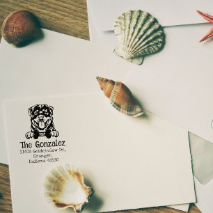 Custom Rotweiller Dog Return Address, Rubber Stamp